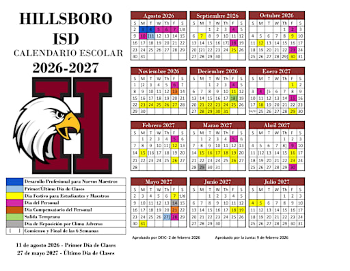 Academic Calendar - Hillsboro Independent School District