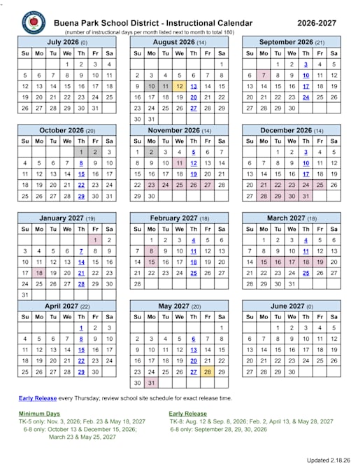 Instructional Calendar - Carl E. Gilbert School