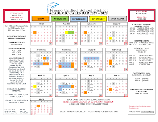 Academic Calendar - Fresno Unified School District