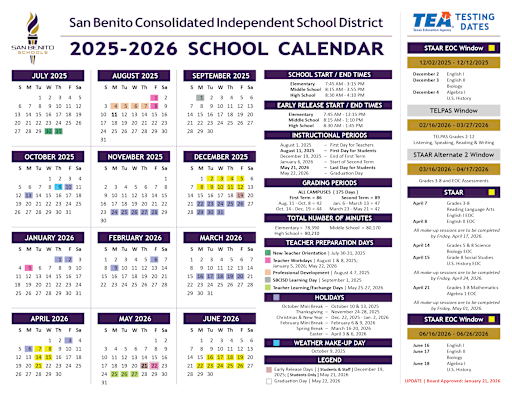 School Calendar - San Benito Cons Independent School Dist