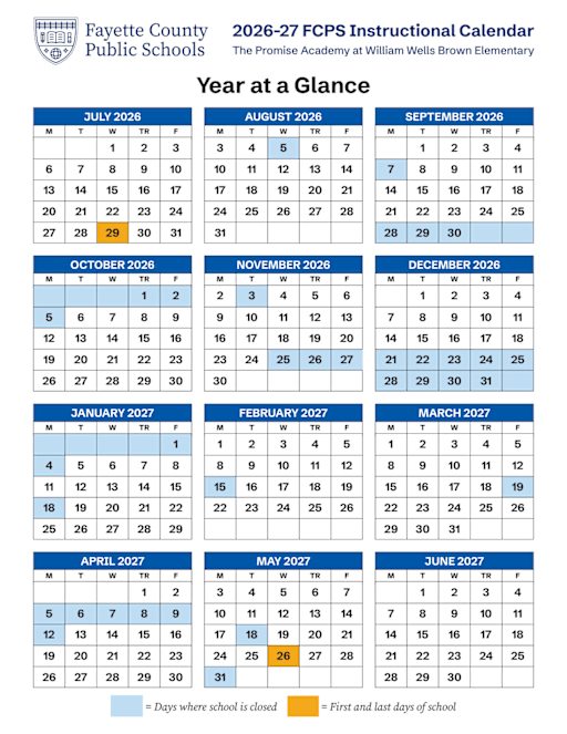 Calendar - William Wells Brown Elementary