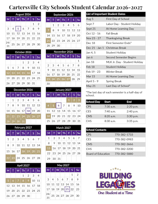 CPS Calendar - Cartersville Primary School