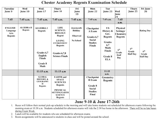 Regents Schedule | Posts Detail