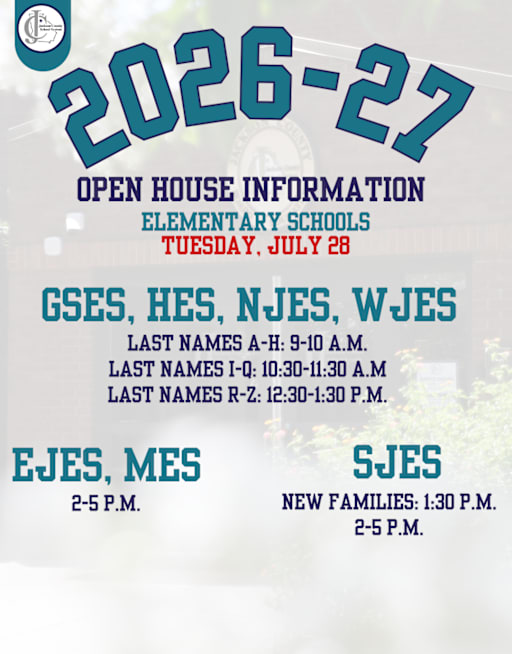 open house informational graphic for elementary schools within the Jackson County School System