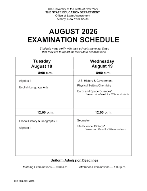 Regents Exam Schedule