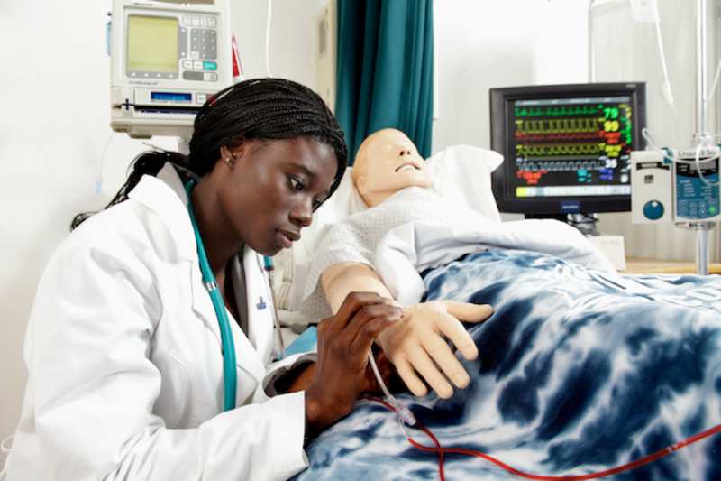 Misericordia nursing students participating in a simulation