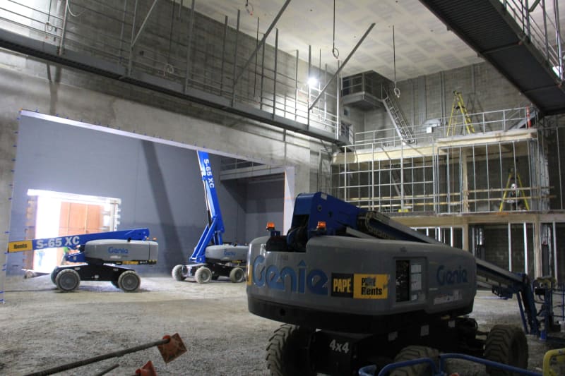 View of theater at HHS under construction (January 14, 2021).