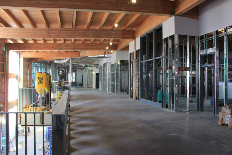 View of the second floor walkway of the commons (January 14, 2021).