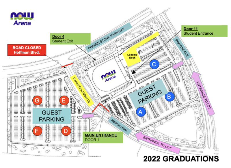 map of Now Arena for the 2022 Graduation Ceremony