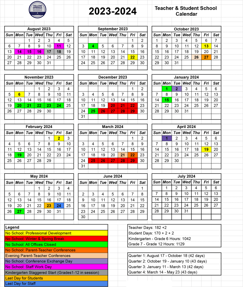 Yellow Springs School District Calendar 20252025 MyCOLLEGEPOINTS
