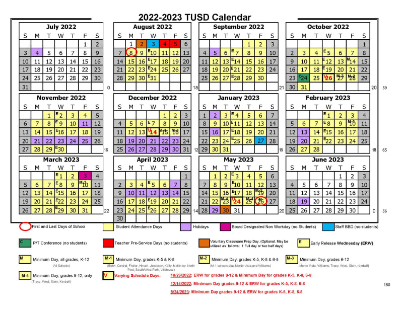 Tusd Calendar 202524 Printable Word Searches