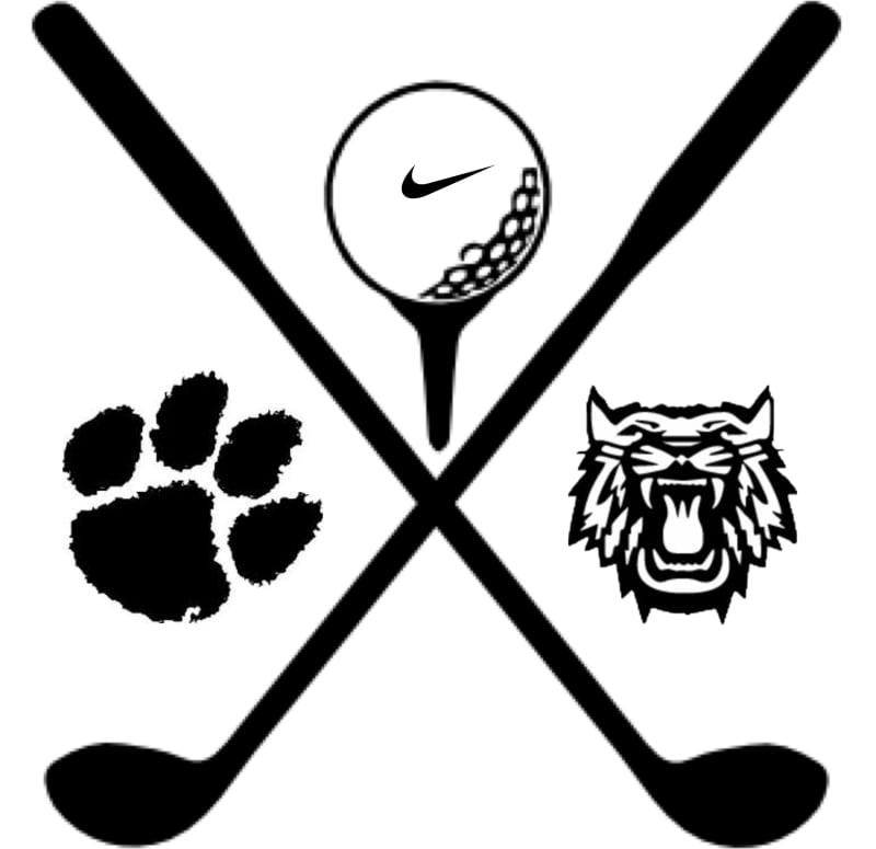 Golf team logo displaying a golf club and ball, representing the team's identity and spirit.