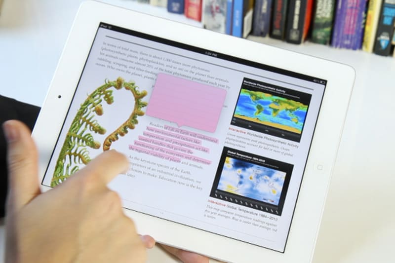 Image of iPad with an eBook on screen