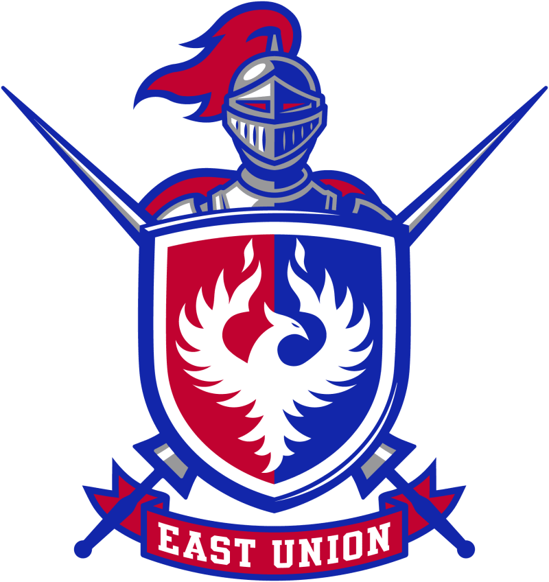 A knight behind a shield and two crossed lances