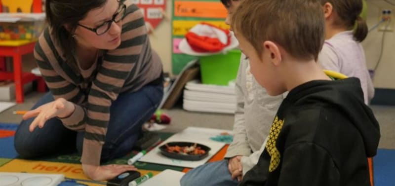 Kindergarten students in Spanish Immersion