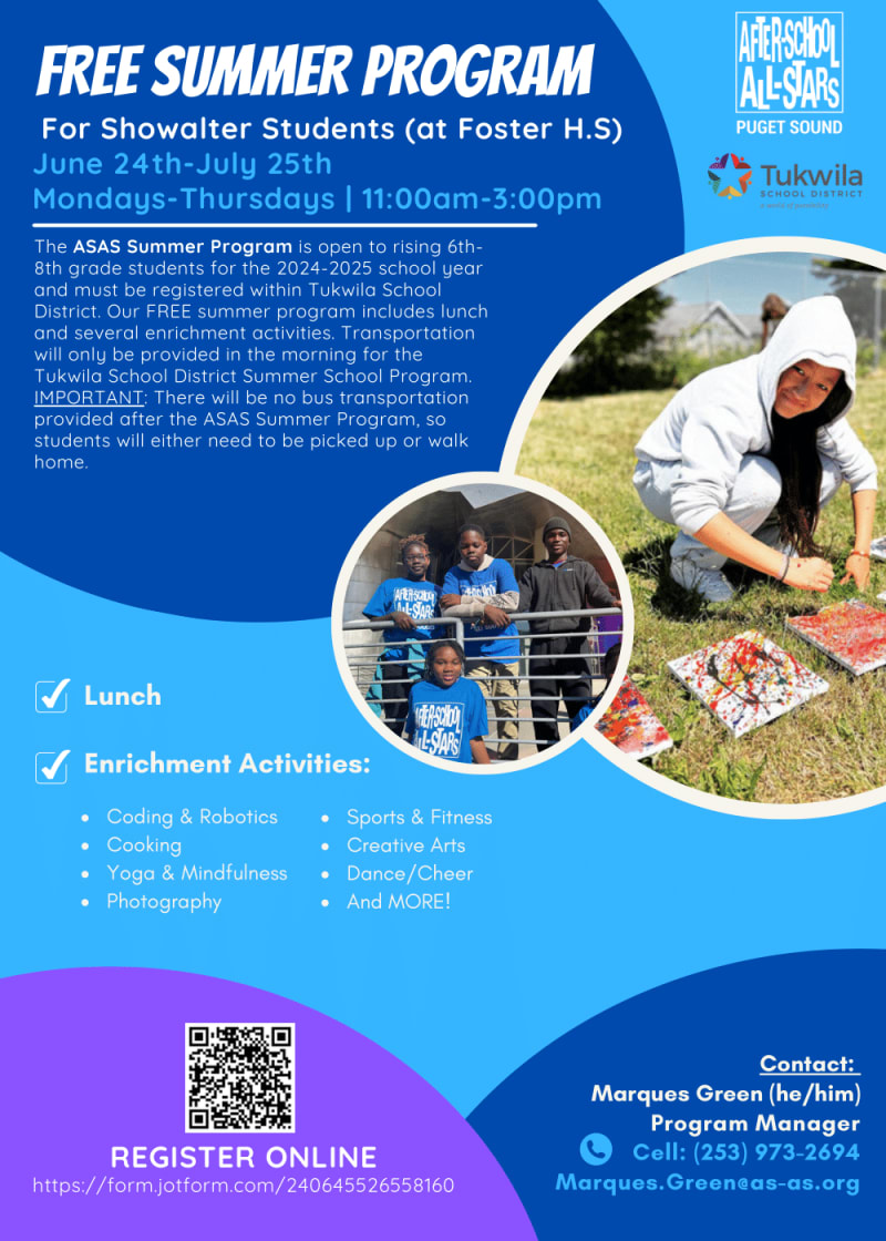 After School All Stars Puget Sound Student Registration Summer 2024 Tukwila School District