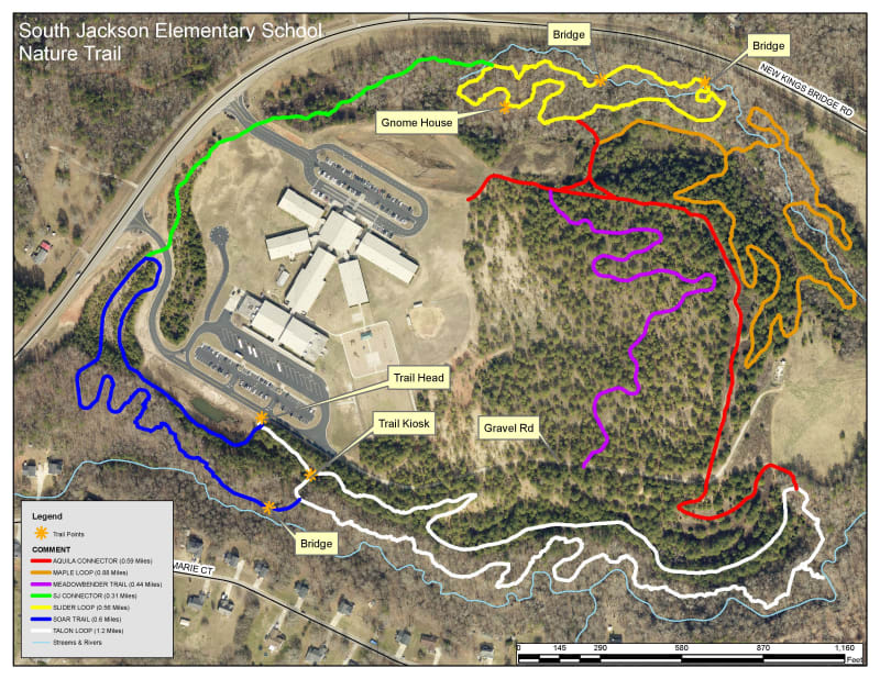 Map of the nature trails at sjes
