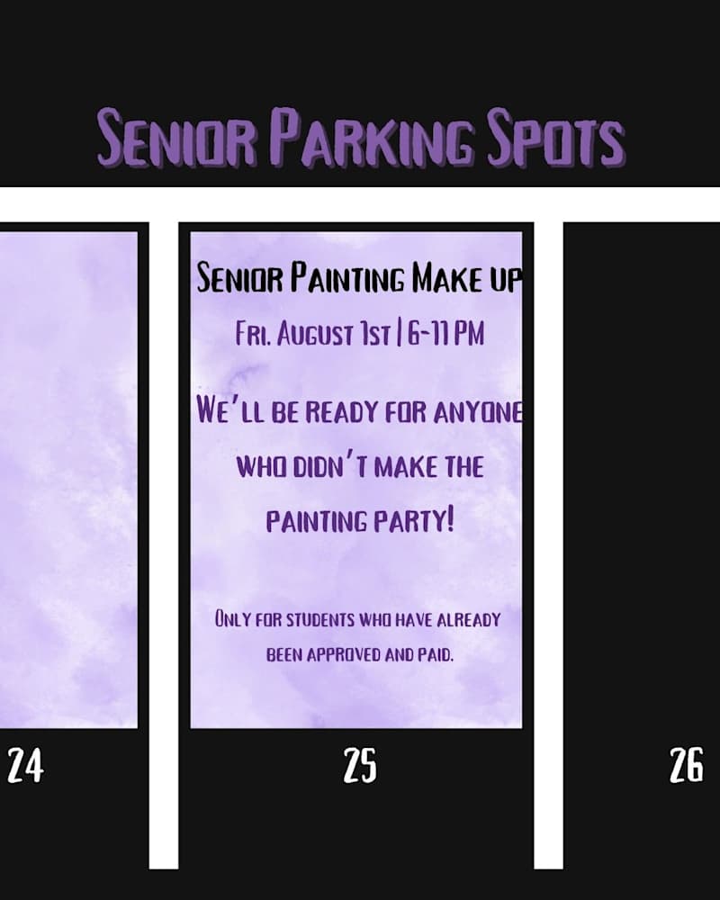 Painted parking make up day August 1 from 6-11 pm