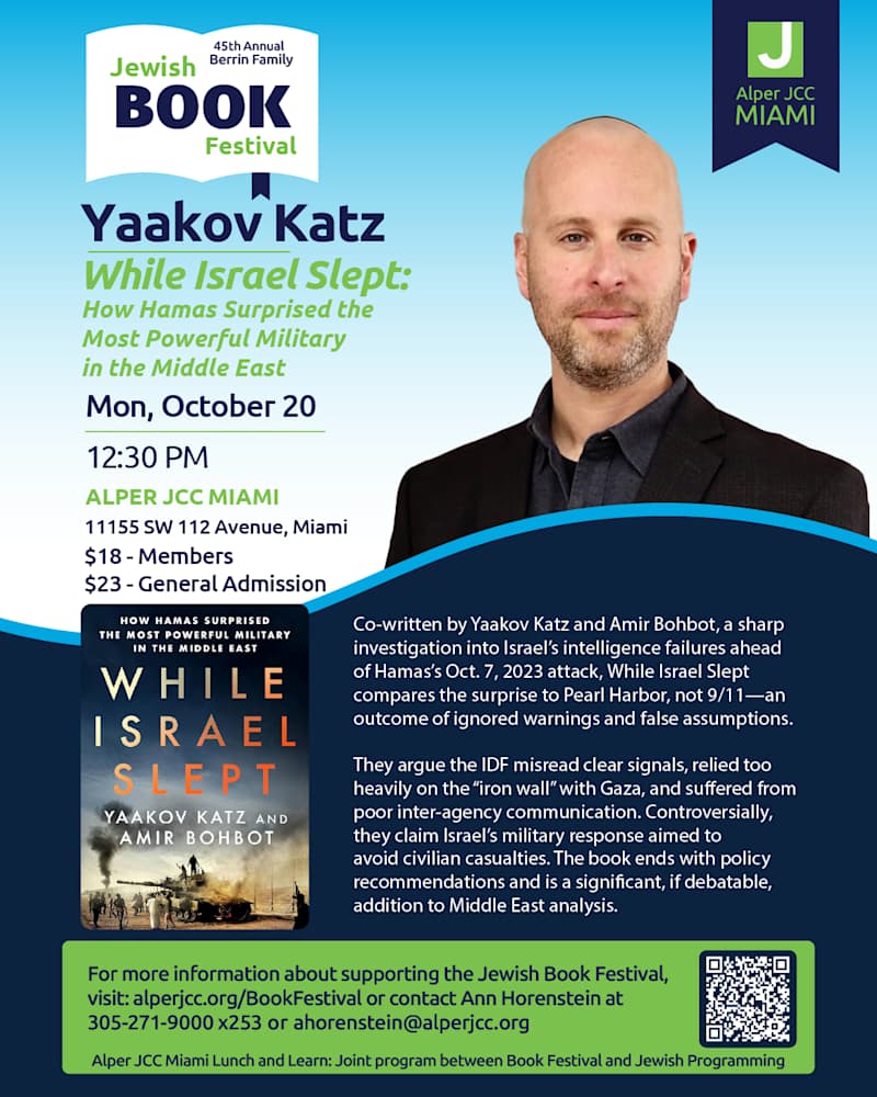 Book Festival Flyer — Yaakov Katz at Alper JCC Miami