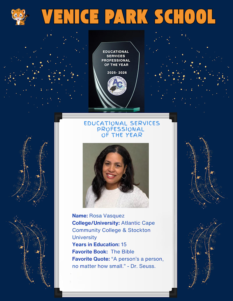 Venice Park School ESP of the Year featuring staff photo and bio. 