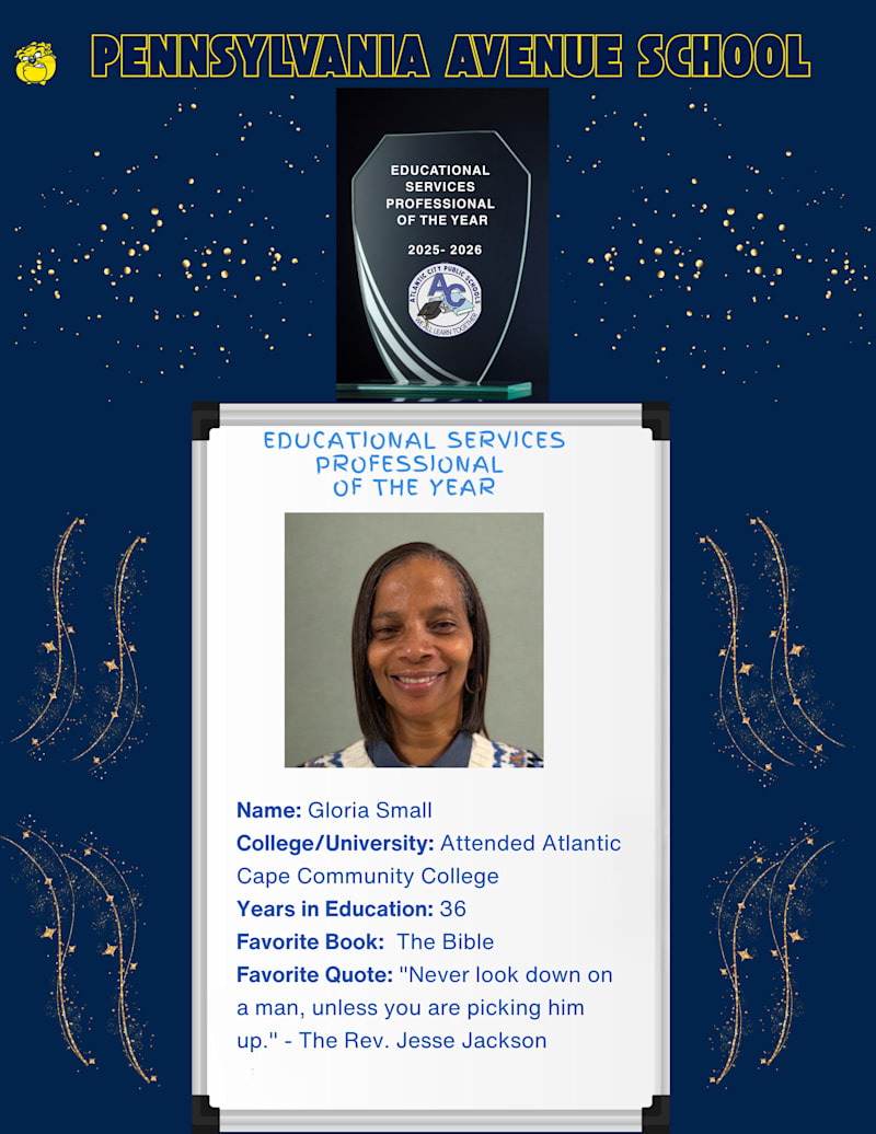 Pennsylvania Avenue School ESP of the Year with honoree portrait and profile.