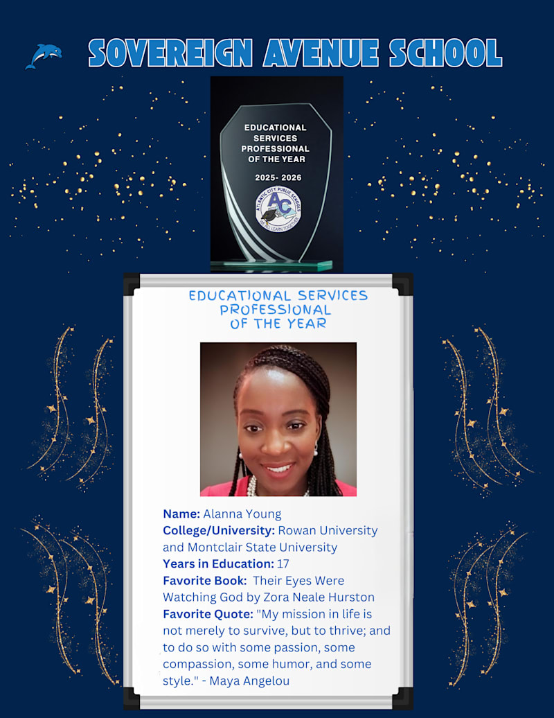 Sovereign Avenue School ESP of the Year featuring educator portrait.