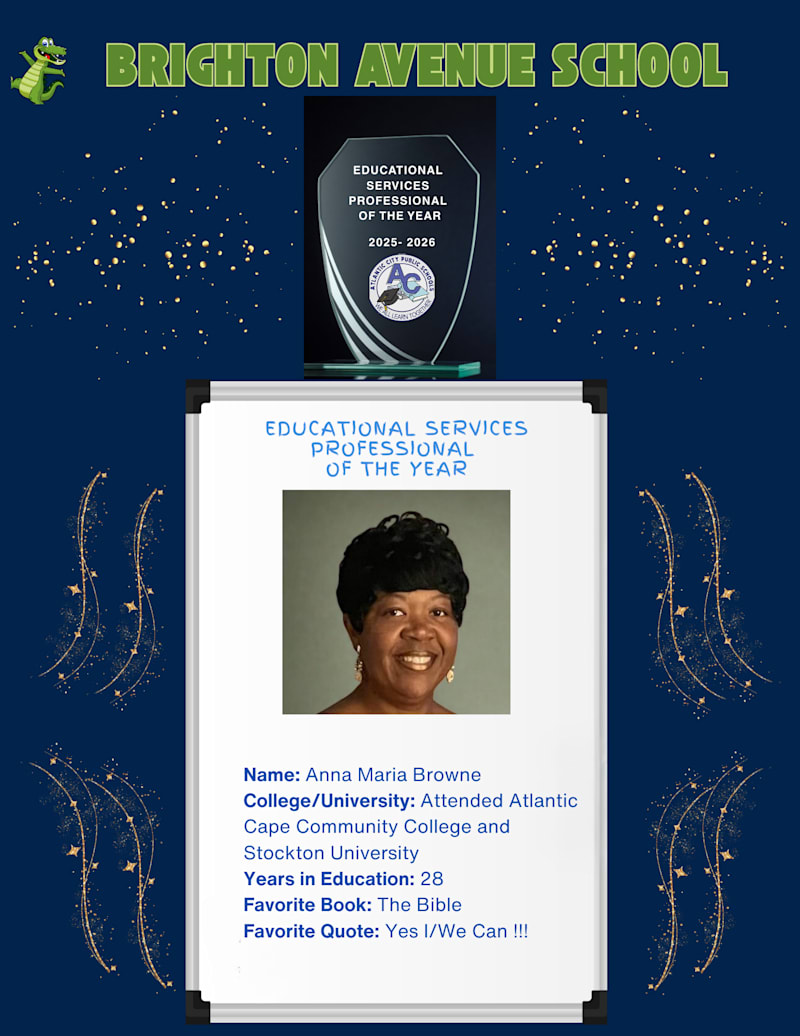 Brighton Avenue School ESP of the Year featuring educator portrait and details.