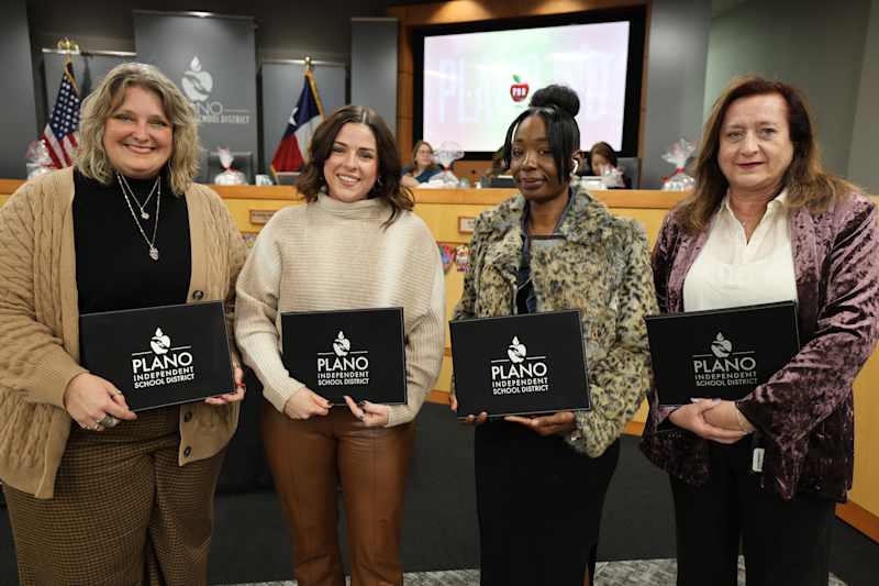 November Plano ISD Proud Winners with Board Vice President Humphrey and Superintendent Williams