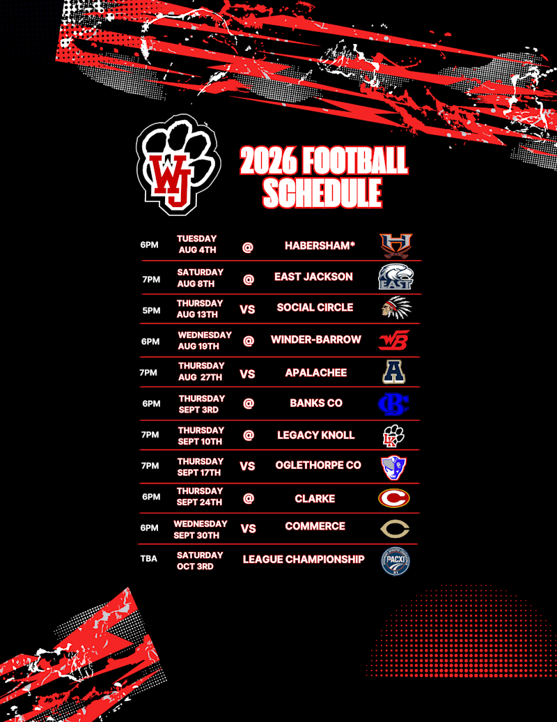 WJMS Football Schedule 2026
