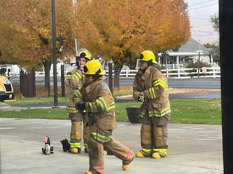 YV-Tech students in firefighting gear in the Fire Science Program