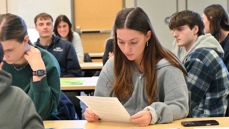 Misericordia University student working in class