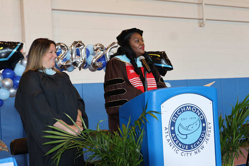 Dr. Small at podium for Richmond Avenue School 8th Grade stepping up 2026