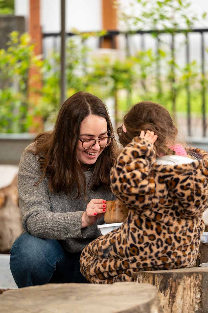 Epiphany School teacher with a student