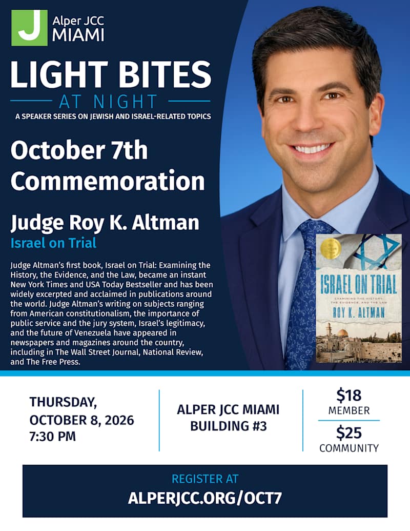 Light Bites at Night: October 7th Commemoration with Judge Roy K. Altman