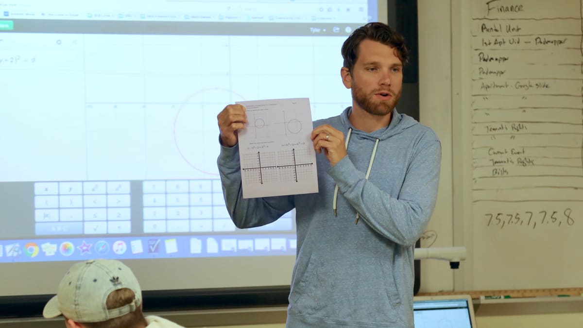 Math teacher lecturing about graphing circles