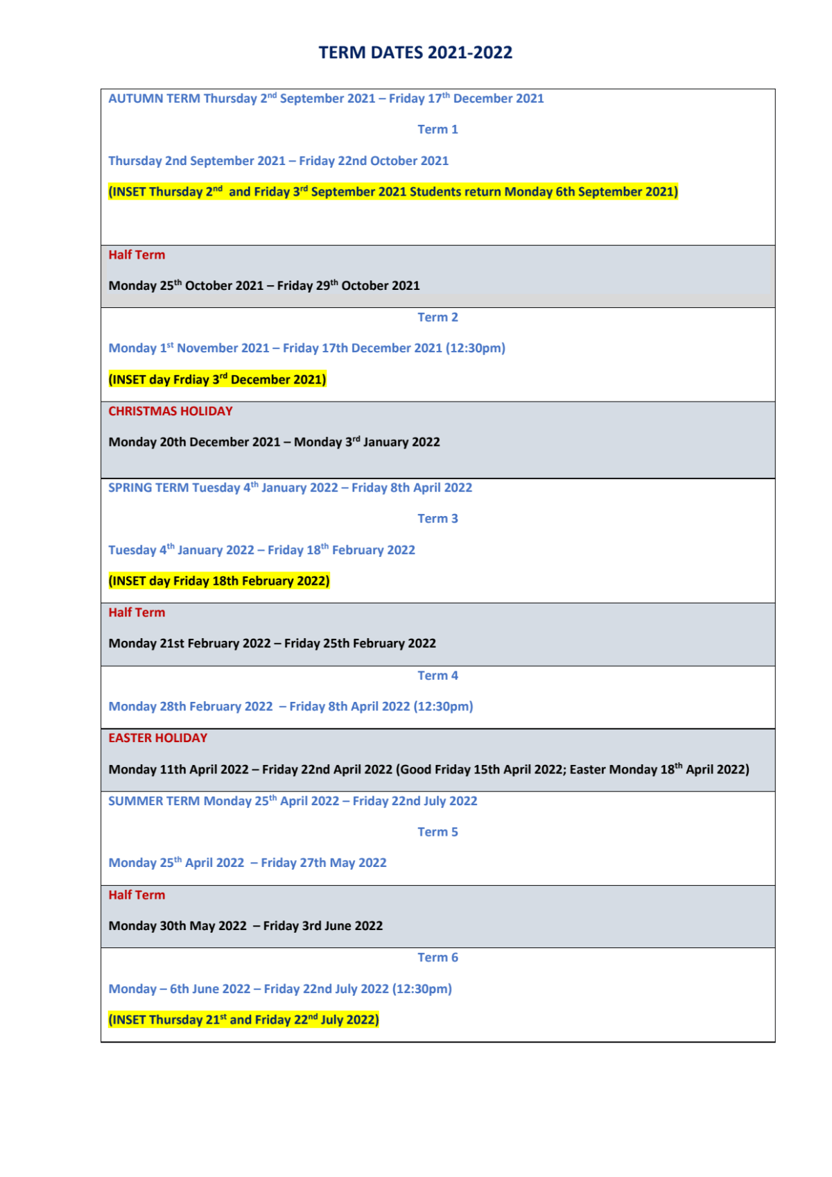 >Term Dates Slough And Eton School