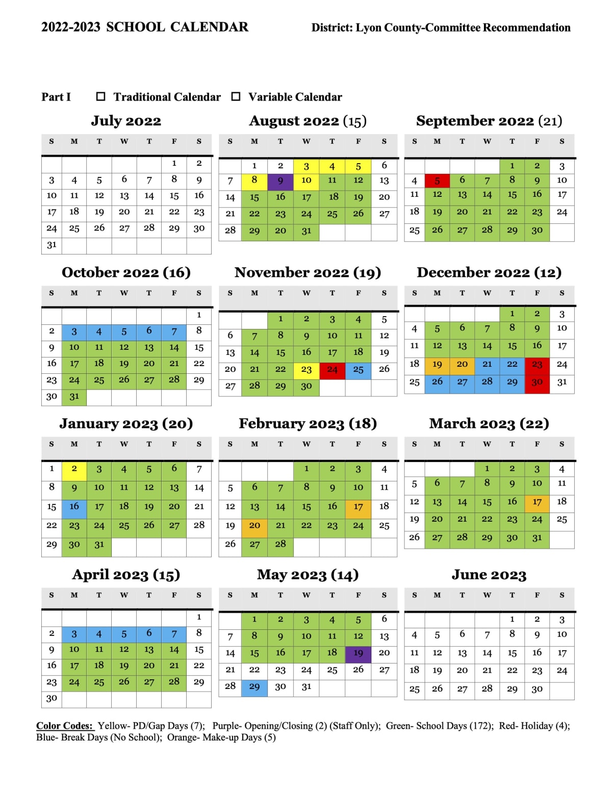 Lyon County Schools Calendar 2023 and 2024