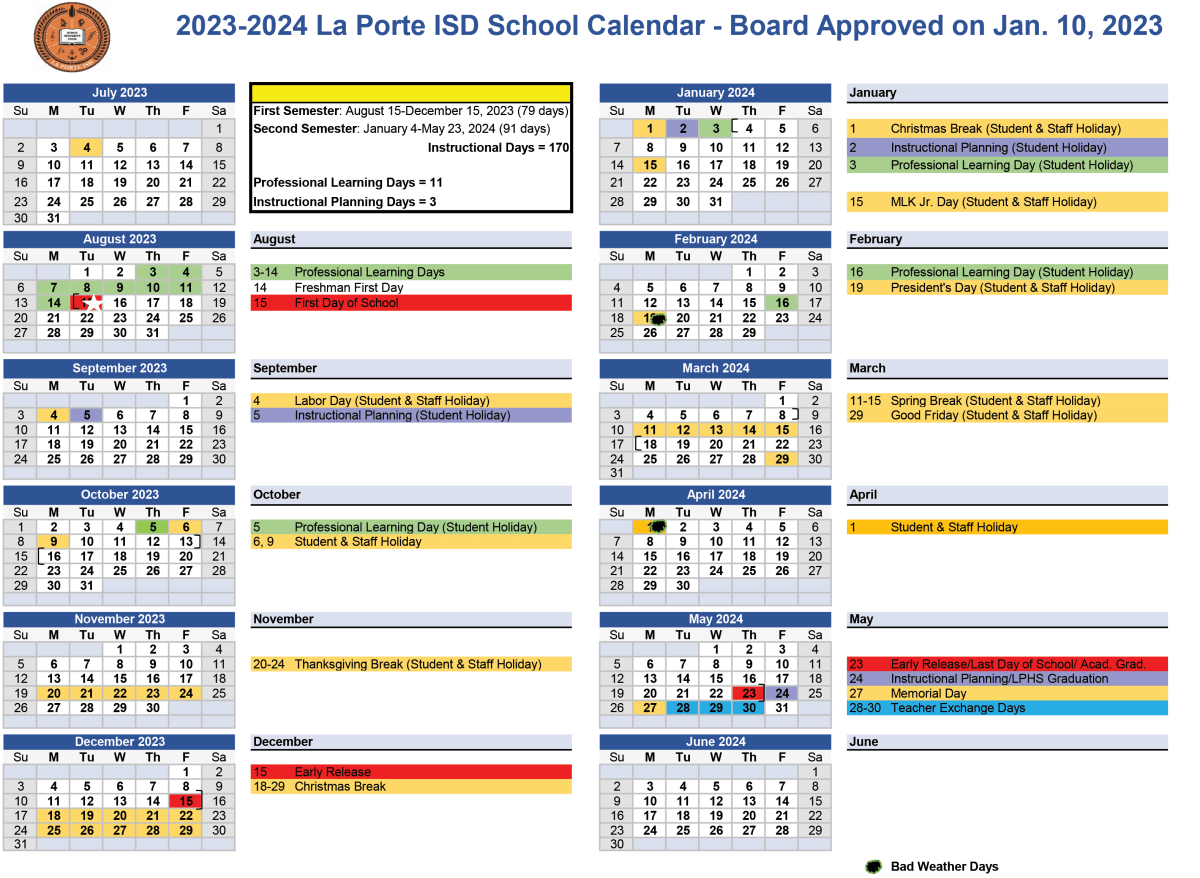 La Porte Independent School District Calendar 20242025