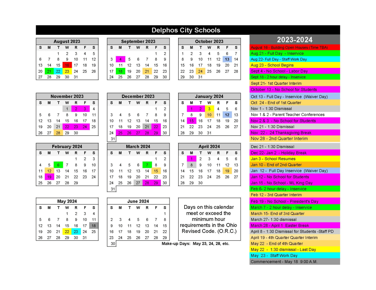 Delphos City Schools Calendar 2024