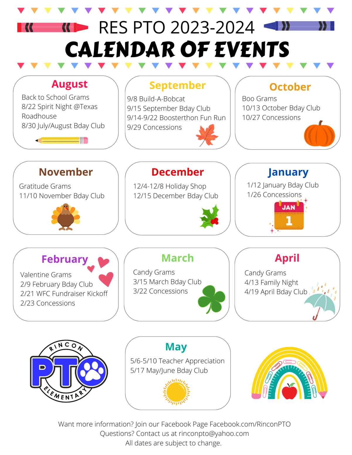 PTO Calendar of Events