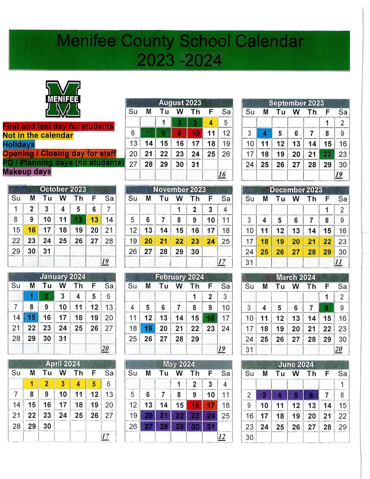 Menifee County Schools Calendar 2024