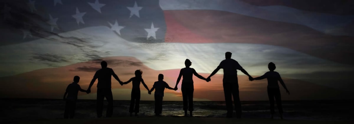 Flag background with people
