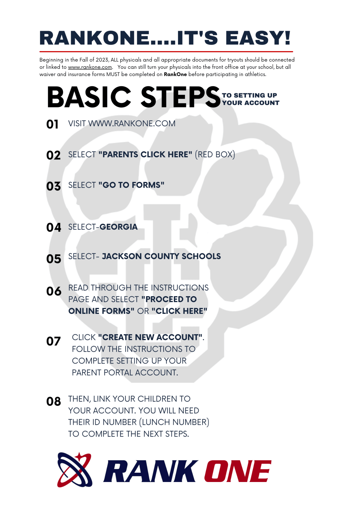 Rank One Flyer Describing Process To Register For Physicals