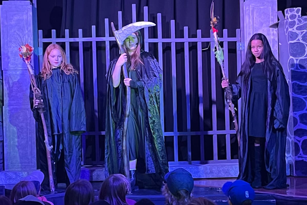 Stanley students performing Shakespeare on stage