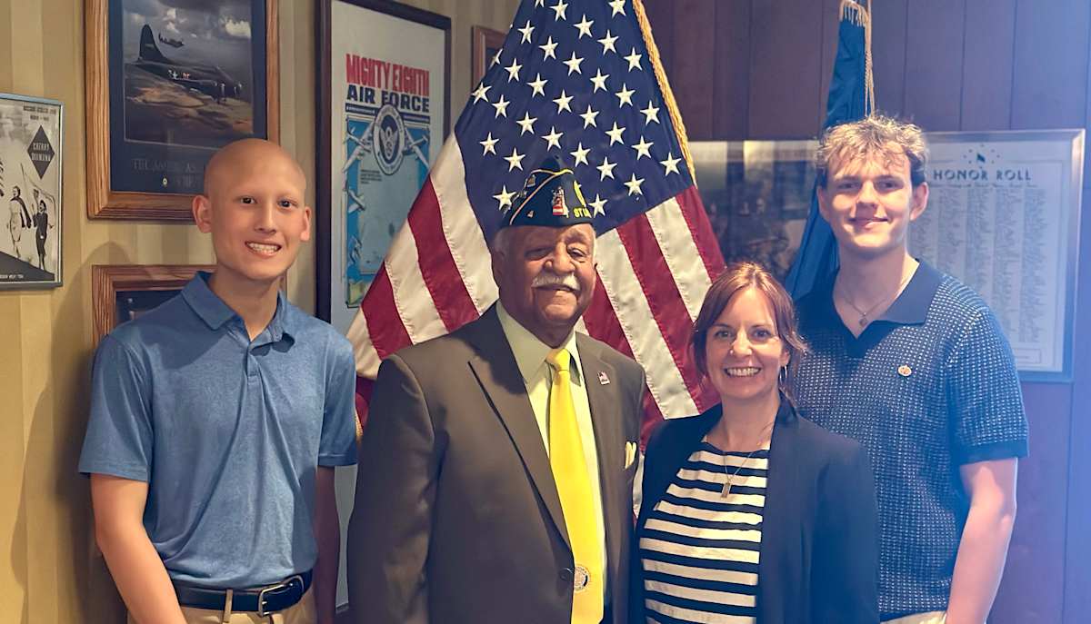 Lock with Michael Wise, Carson Lee, and American Legion Post 245 president, Thomas J. Williams Sr.