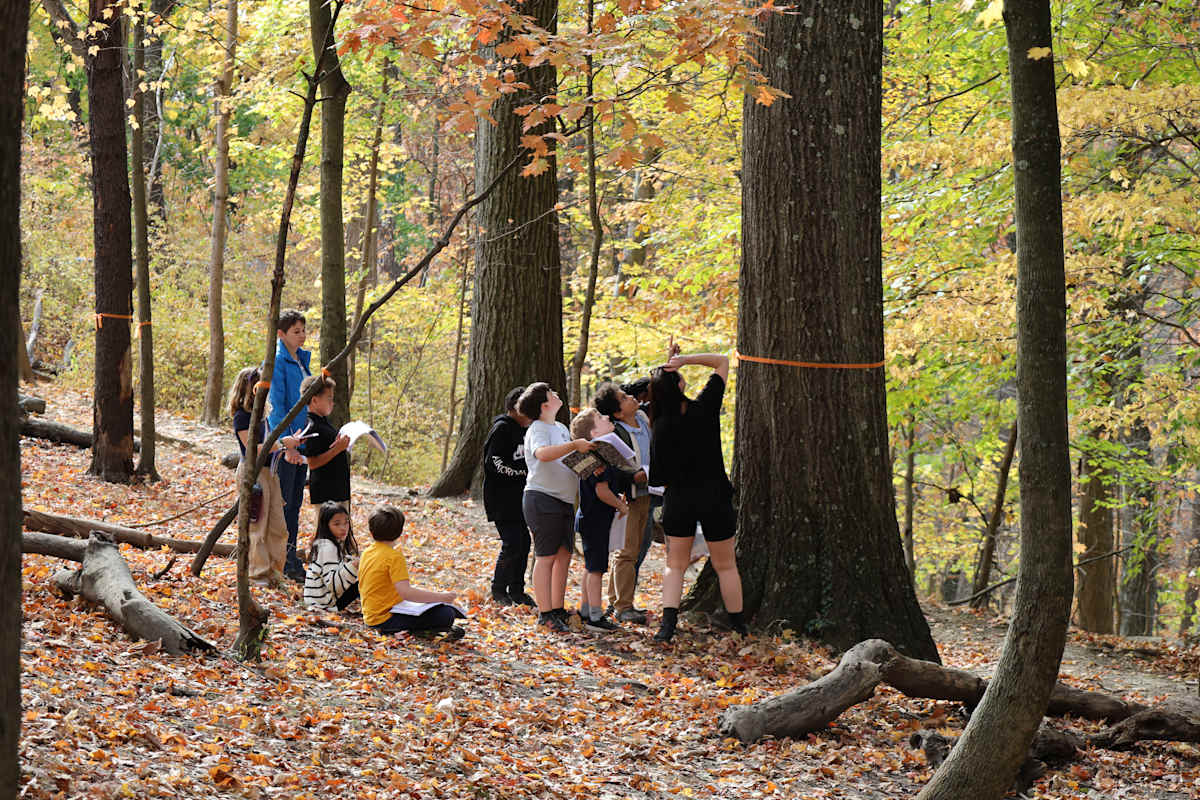 An ECS student smiling during an outdoor learning activity