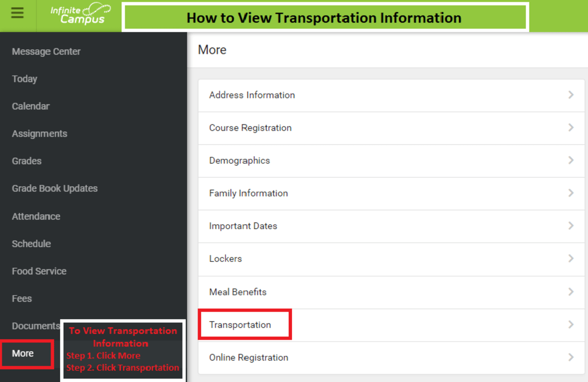 How to view transportation information