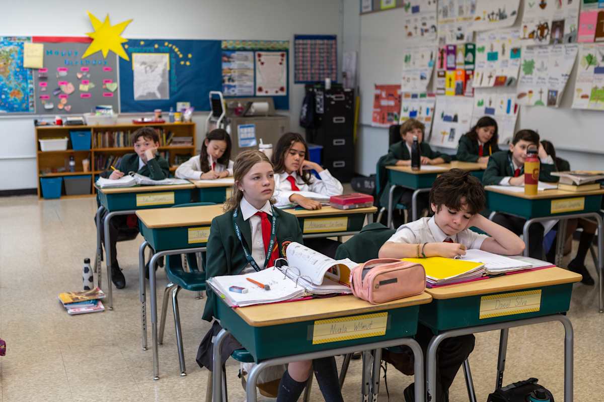 Students working in class