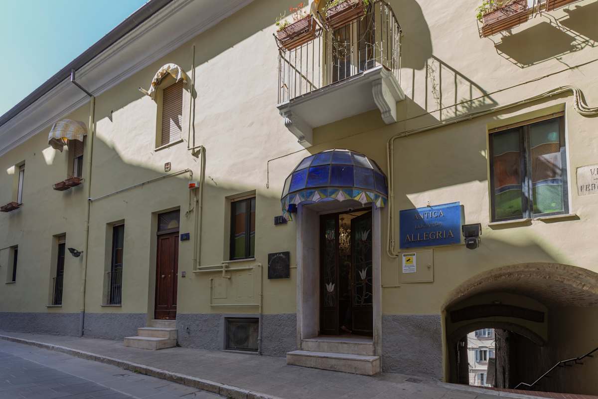 The entrance to Allegria on a historic street in Lanciano