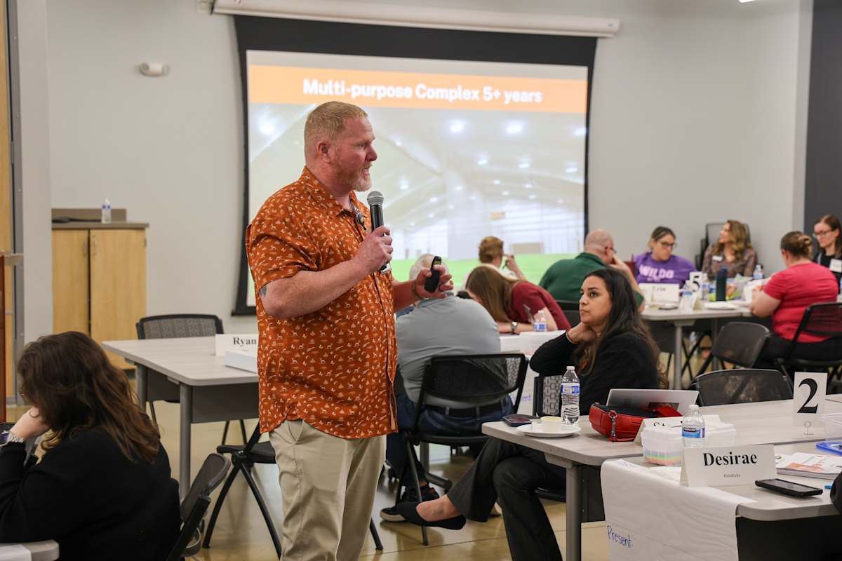 Participants collaborate during the March 3 Long Range Facilities Planning Committee meeting.
